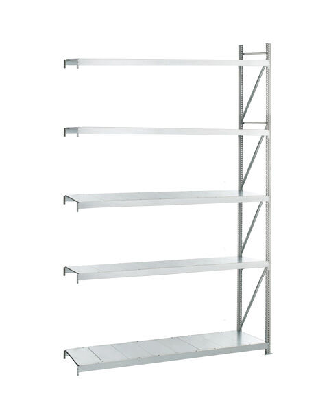 Anbauregal, Weitspannregal WS 3000 ML50 mit Stahlpaneelen, 3000 x 2000 x 500 mm, verzinkt, 5 Ebenen, Fachlast 500 kg, Feldlast 2.500 kg