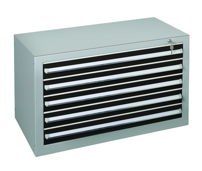 Schubladenblock 600 x 1000 x 500 mm, K/S RAL 7035 lichtgrau/RAL 7016, Schubladen 5 x 100 mm
