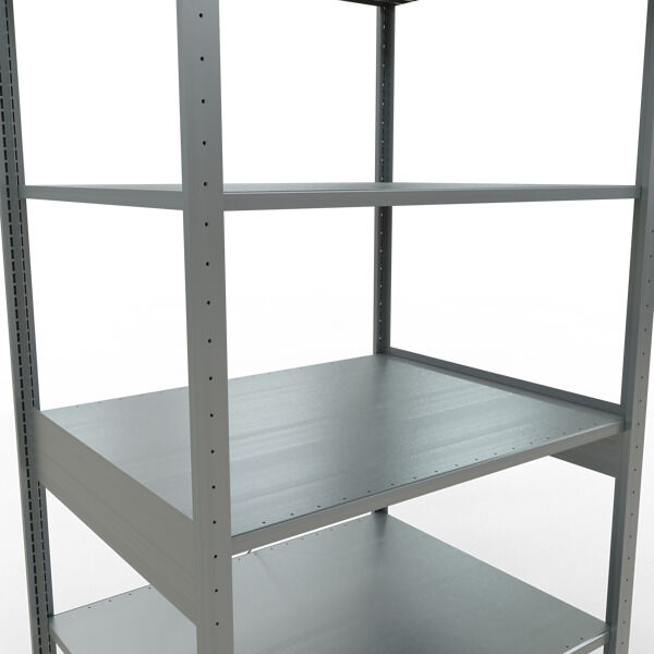 Grundregal, Fachbodenregal Stecksystem MULTIplus150, 2500 x 1000 x 800 mm (HxBxT), 6 Fachböden, Kreuzstrebe, verzinkt