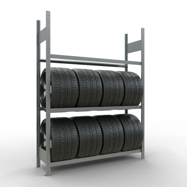 Grundregal, Räder-/Reifenregal, 2000 x 1500 x 400 mm (HxBxT), verzinkt, 3 Lagerebenen á 150 kg Fachlast pro Ebene