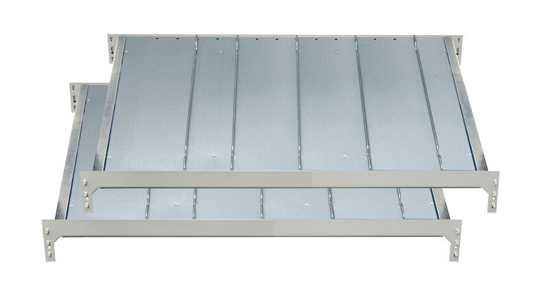 Zusatzebene für Doppel-Kanbanregal MULTIplus150, 1000 x 2x800, verzinkt, mit Trenn- und Seitenführungen