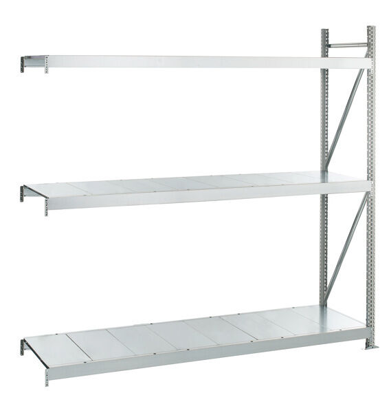 Anbauregal, Weitspannregal WS 3000 ML50 mit Stahlpaneelen, 2000 x 1500 x 600 mm, verzinkt, 3 Ebenen, Fachlast 500 kg, Feldlast 1.500 kg