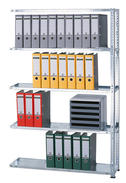 Anbauregal, Büro-Fachbodenregal Schraubsystem MULTIplus85, 1800 x 750 x 300 mm (HxBxT), 5 Fachböden, verzinkt, ohne Anschlagleiste