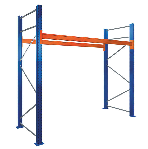 Grundregal Paletten-Bockregal 3000 x 2700 x 1100 mm (HxBxT), blau/verzinkt/RAL 2004