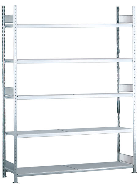Grundregal, Weitspannregal WS 2000 mit Stahlböden, 3000 x 2000 x 800 mm (HxBxT), verzinkt, 5 Ebenen, Fachlast 400 kg, Feldlast 2.000 kg