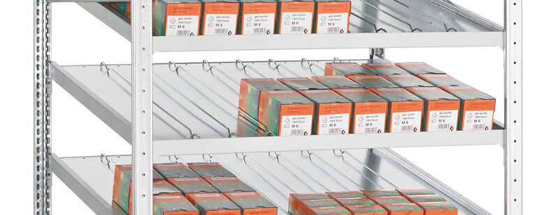 Zusatzebene für Kanbanregal MULTIplus150, 1000 x 500, verzinkt, mit Trenn- und Seitenführungen