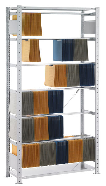 GR, Steck-Pendelhefterregal EXTRA Elba/Leitz, 2000 x 1000 x 350 mm, RAL 7035 lichtgrau, 6 Pendelstangen