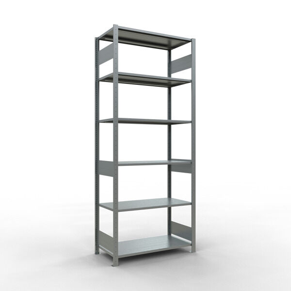 Grundregal, Fachbodenregal Stecksystem MULTIplus85, 2500 x 1000 x 500 mm (HxBxT), 6 Fachböden, Längenriegel, verzinkt