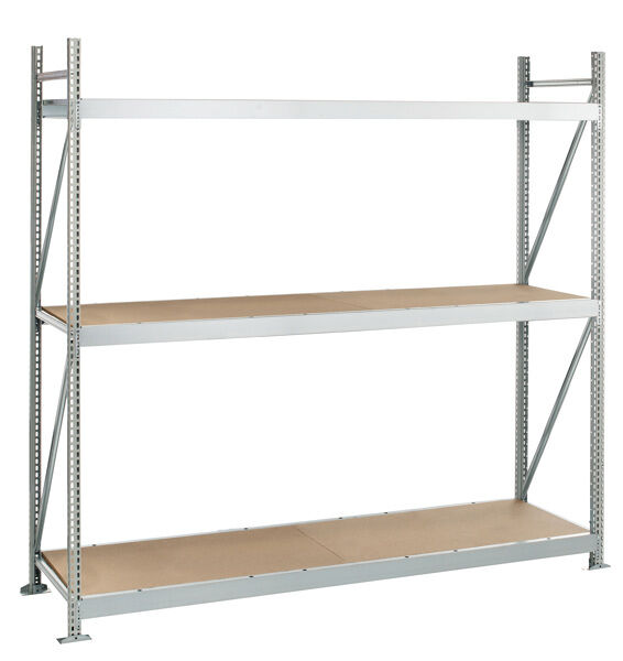 Grundregal, Weitspannregal WS 3000 ML50 mit Spanplatten, 2000 x 1500 x 600 mm, verzinkt, 3 Ebenen, Fachlast 500 kg, Feldlast 1.500 kg