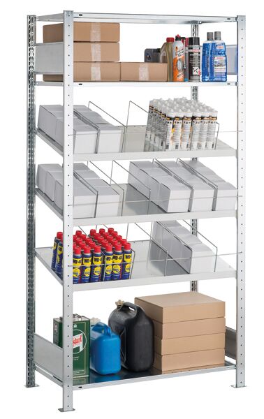 Grundregal, Kombibodenregal MULTIplus150, 2000 x 1000 x 500 mm (HxBxT), verzinkt, 3+3 Fachböden