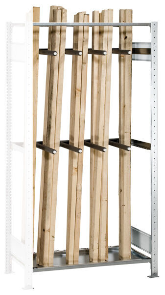 Anbauregal, Langgutregal MULTIplus150, 2000 x 1000 x 500 mm (HxBxT), verzinkt, 1 Fachboden, mit 2 Stück Universalsätzen mit je 4 Unterteilungsrohren 400 mm (HxBxT)