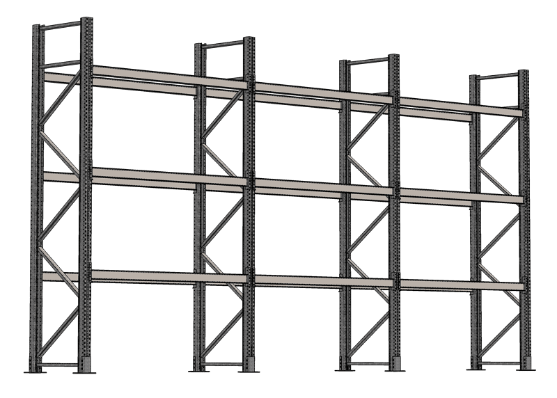 Starterset, Feuerverzinktes Palettenregal - 3 Felder á 2.700 mm - 4.500 x 1.100 mm HxT, 18 Holme (Fachlast 3.000 kg)
