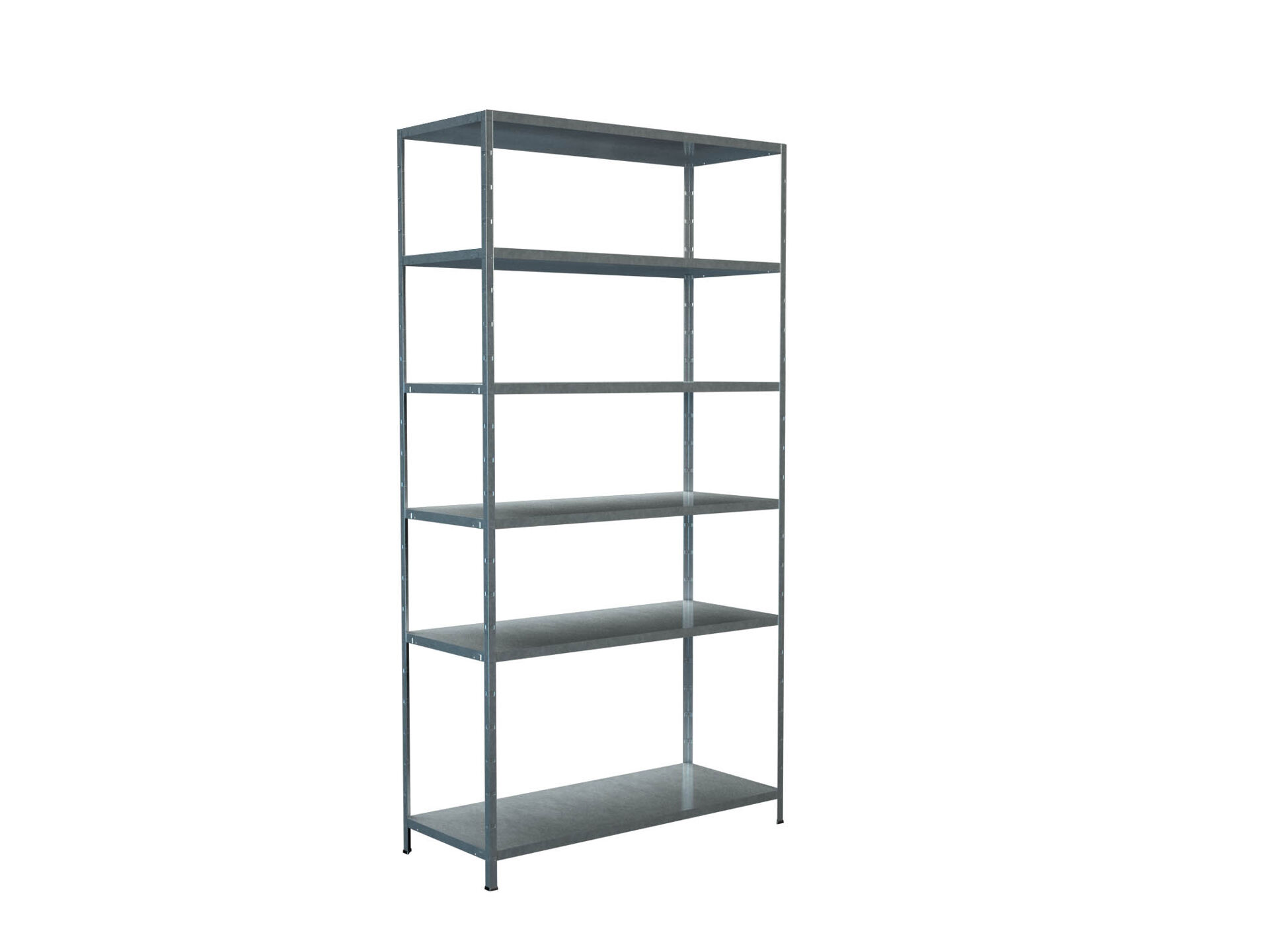 Steckregal 230x120x50 cm (HxBxT), 6 PowerMAX Fachböden, 85 Kg Tragkraft pro Boden, verzinkt