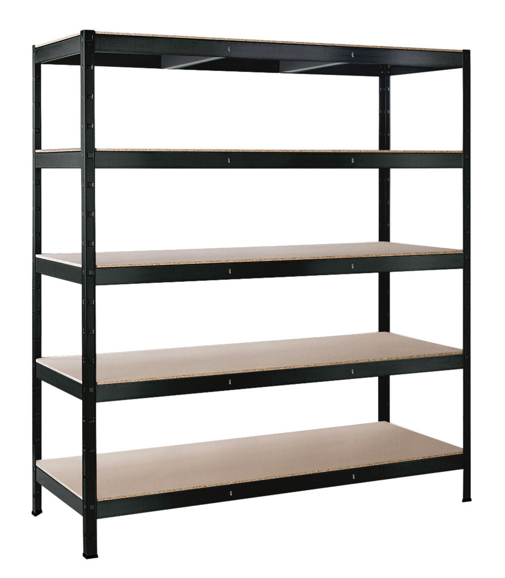 Schwerlastregal mit 5 Ebenen, 180x160x60 cm (HxBxT), Traglast pro Ebene 250 Kg, schwarz