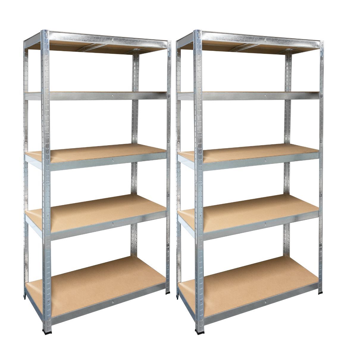 2er Set Stecksystem-Schwerlastregal  mit je 5 MDF-Böden 2x 180x90x40 cm (HxBxT), verzinkt