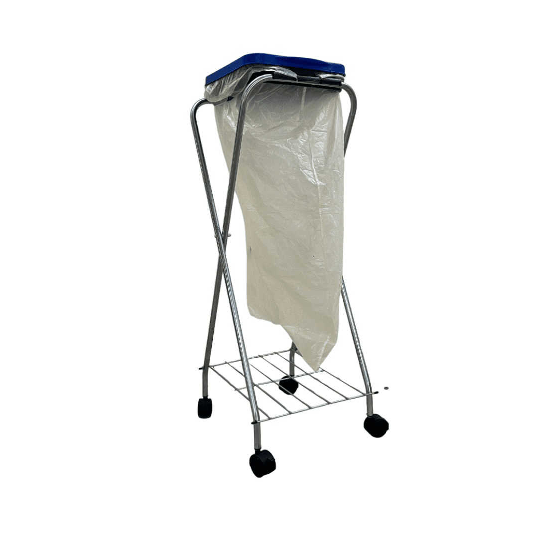 Müllsackständer mit Rollen, Wertstoffsammler mit Klemmring und Ablage, ca. 38x98x35 cm (LxHxB)
