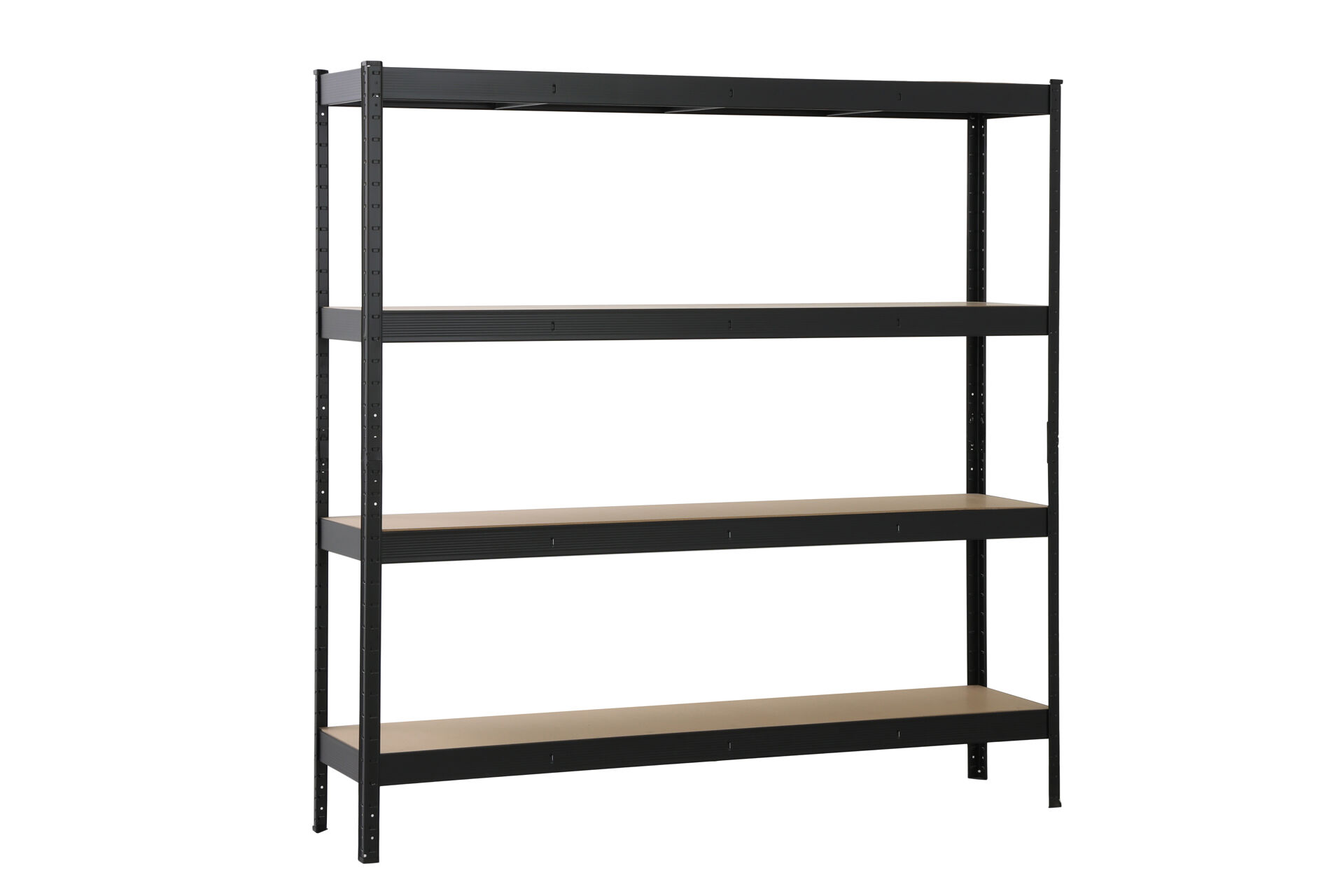 Schwerlastregal XXL mit 4 MDF Böden 180x180x40 cm (HxBxT), 200 Kg Traglast pro Boden, schwarz