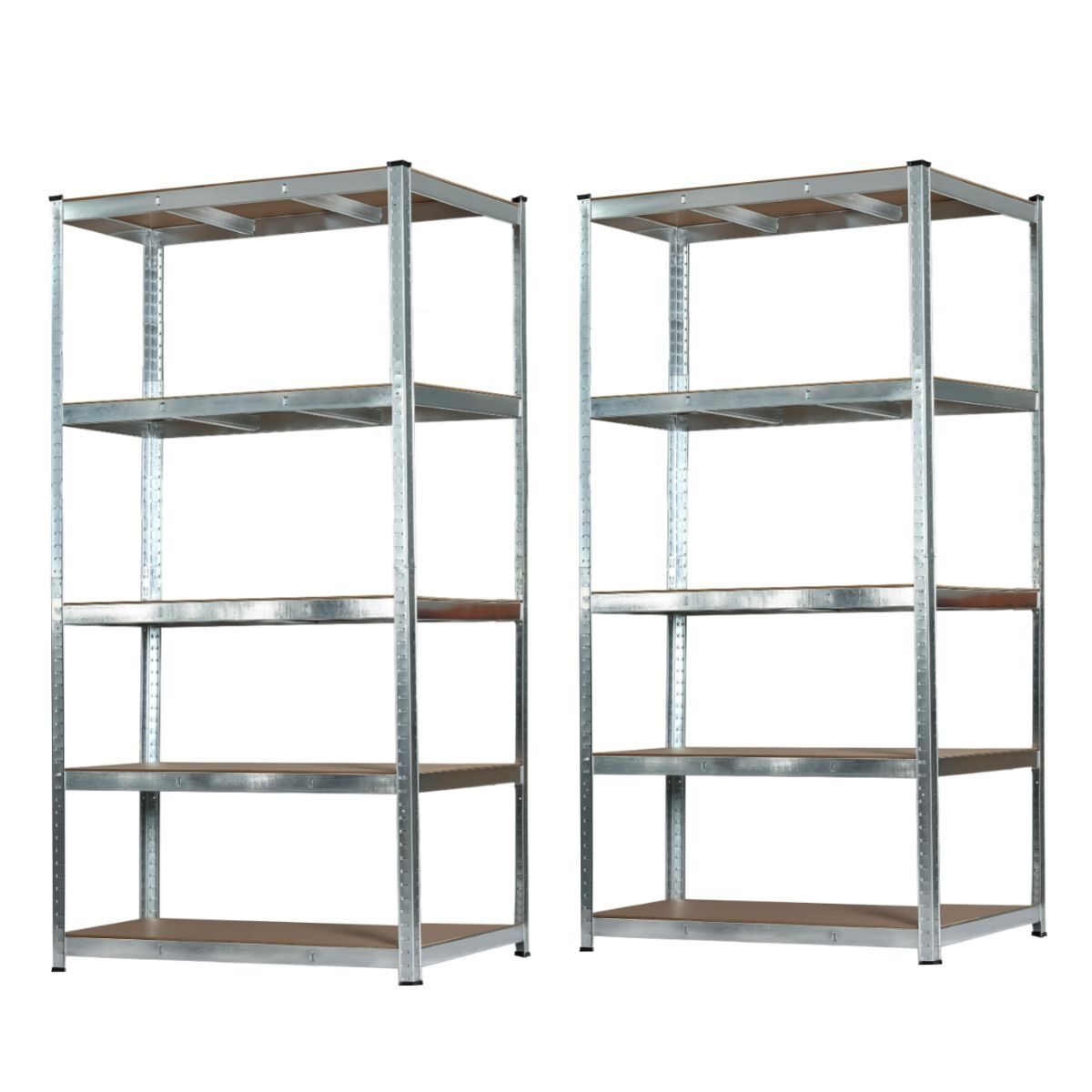 2er Set Stecksystem-Schwerlastregal  mit je 5 MDF-Böden 2x 180x120x40 cm (HxBxT), verzinkt