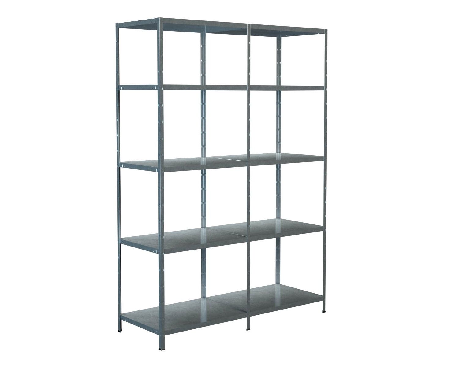 Steckregal Grund- und Anbaufeld 200x140x50 cm (HxBxT), 10 PowerMAX Fachböden, 85 Kg Tragkraft, verzinkt