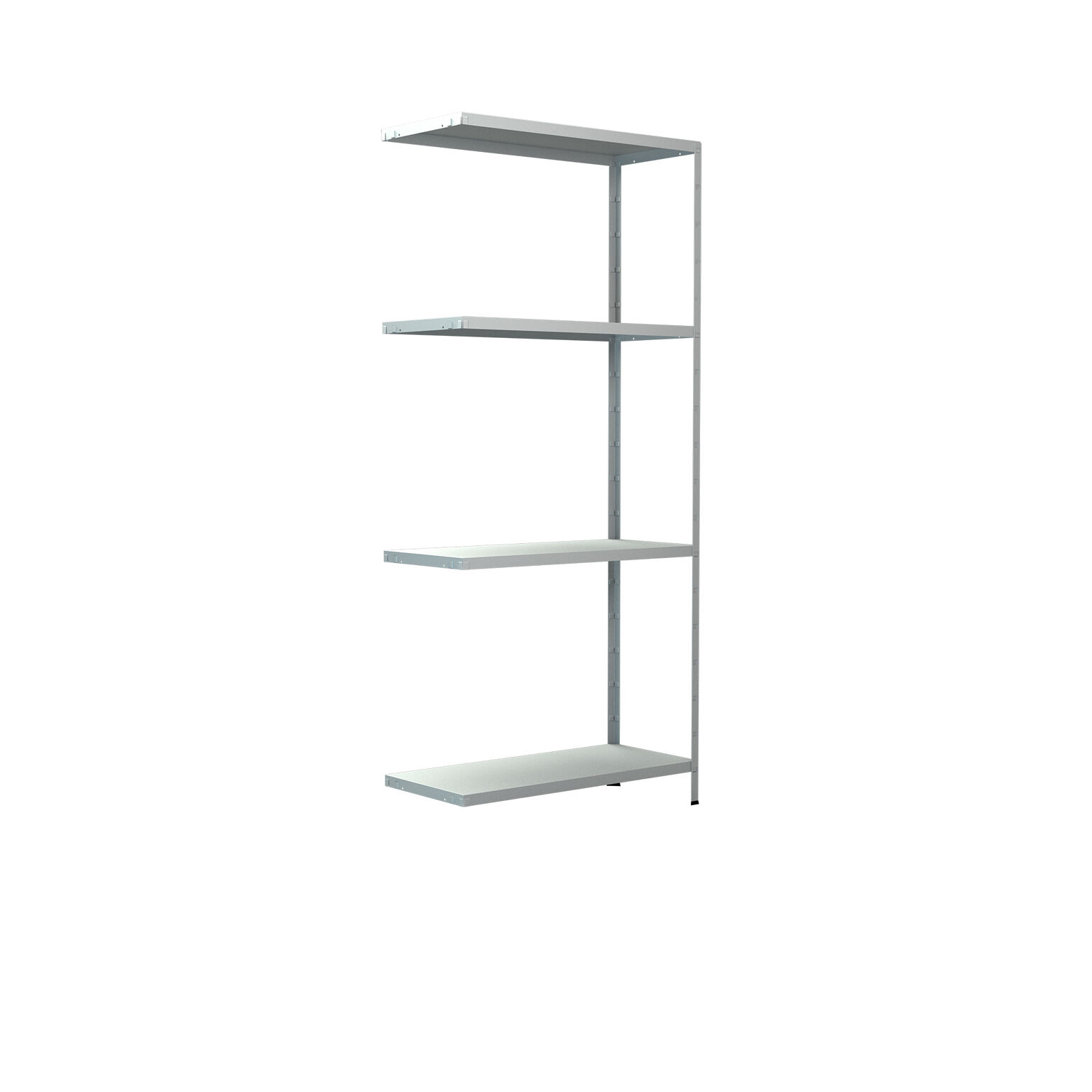 Steck-Anbauregal mit 4 PowerMAX Fachböden, 60 kg Tragkraft, 180x80x35 cm (HxBxT), weiß