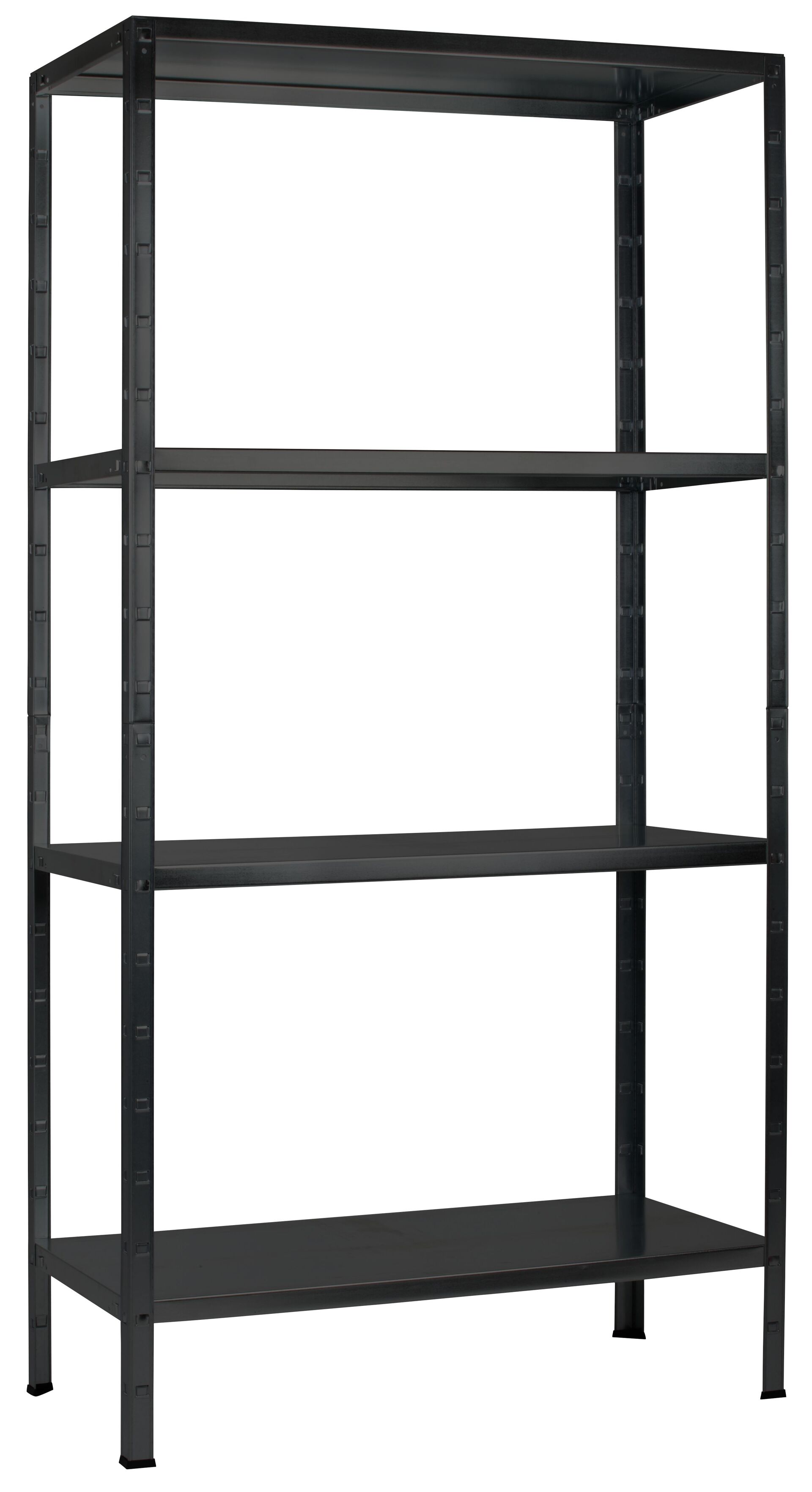 Steckregal mit 4 Fachböden,180x80x40cm (HxBxT), Traglast pro Ebene ca. 60 Kg, schwarz-struktur