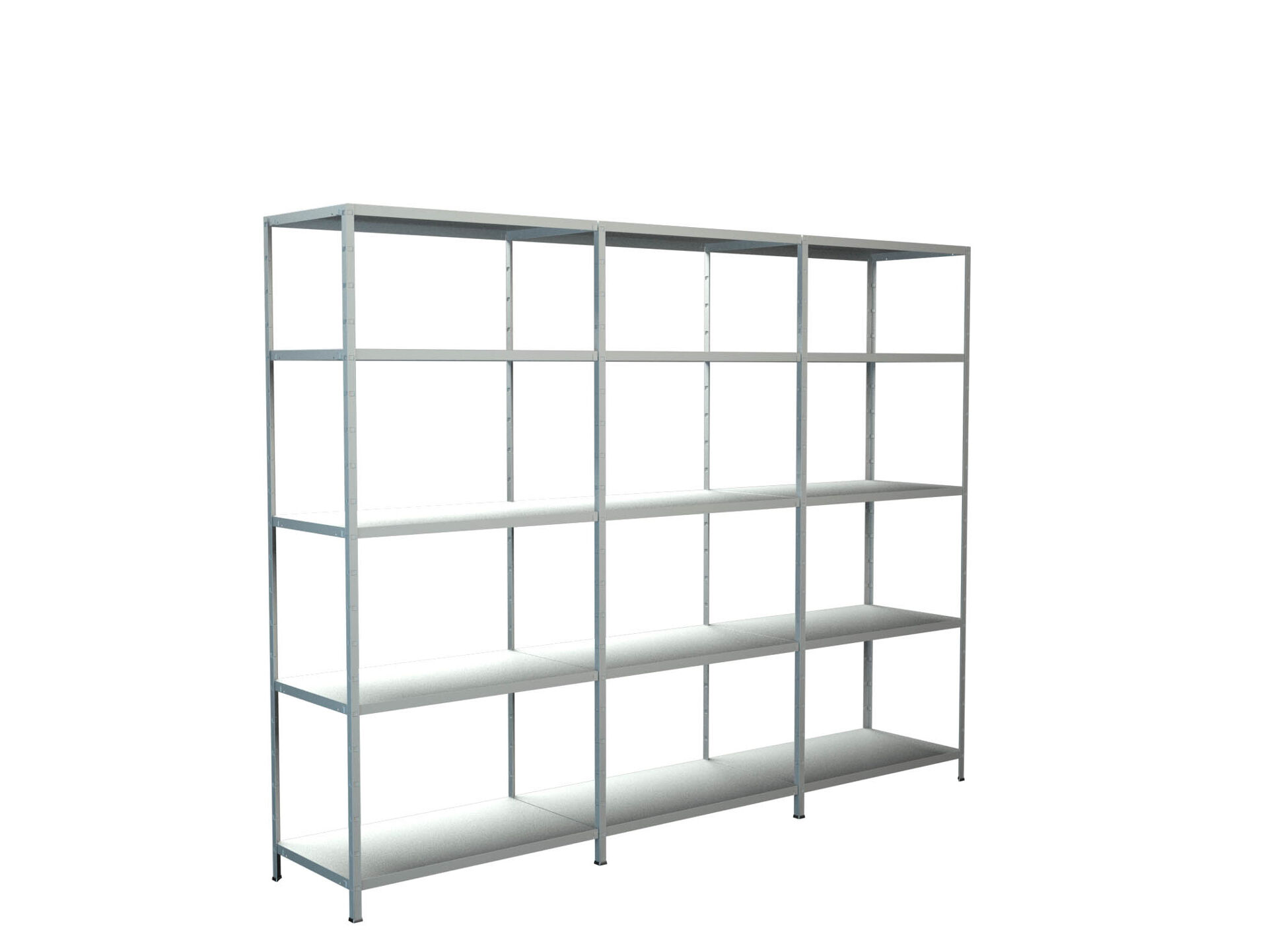 Steckregal Grund- und 2 Anbaufelder 200x280x50 cm (HxBxT), 15 PowerMAX Fachböden, 85 Kg Tragkraft, weiß