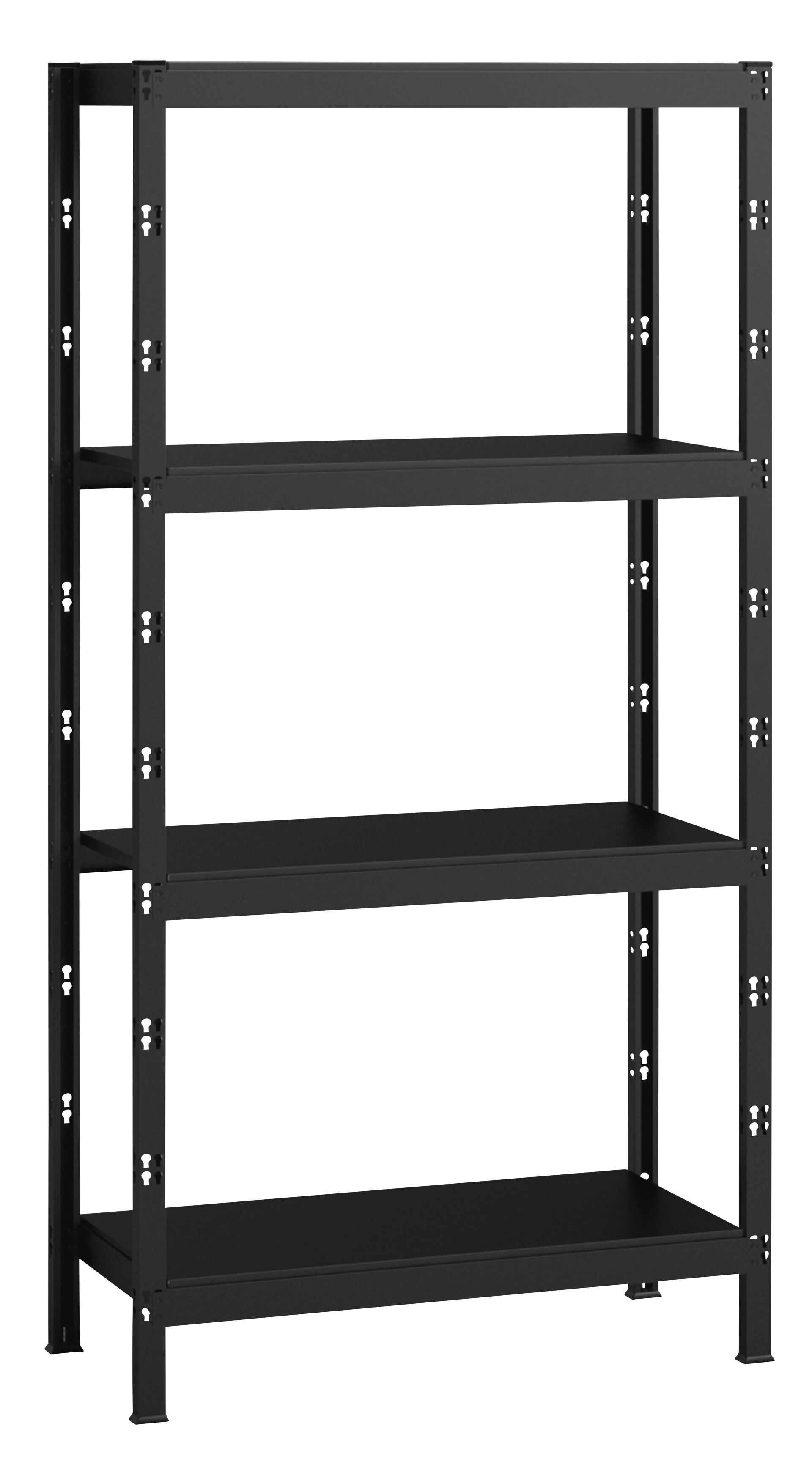 Profi-Steckregal mit 4  Böden,195x100x50 cm (HxBxT), Traglast pro Ebene 150 Kg, schwarz-strukturiert