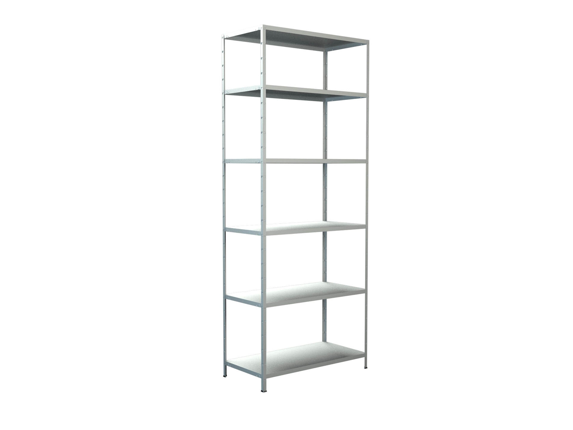 Steckregal 230x80x35 cm (HxBxT), 6 PowerMAX Fachböden, 85 Kg Tragkraft pro Boden, weiß