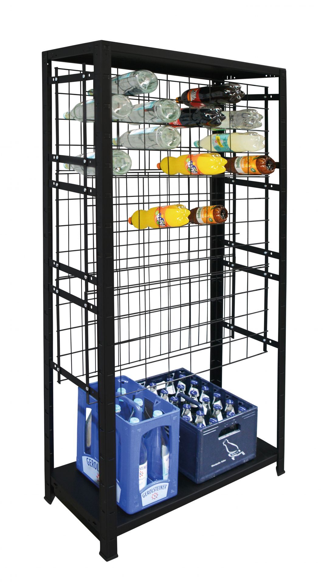 Weinregal für bis zu 96 Flaschen, 180x80x35 cm (HxBxT), schwarz