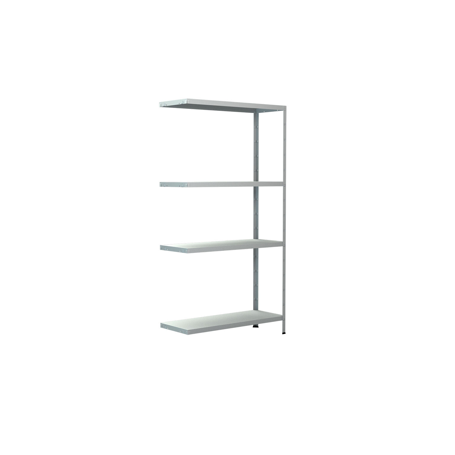 Steck-Anbauregal mit 4 PowerMAX Fachböden, 60 Kg Tragkraft, 150x80x30 cm (HxBxT), weiß