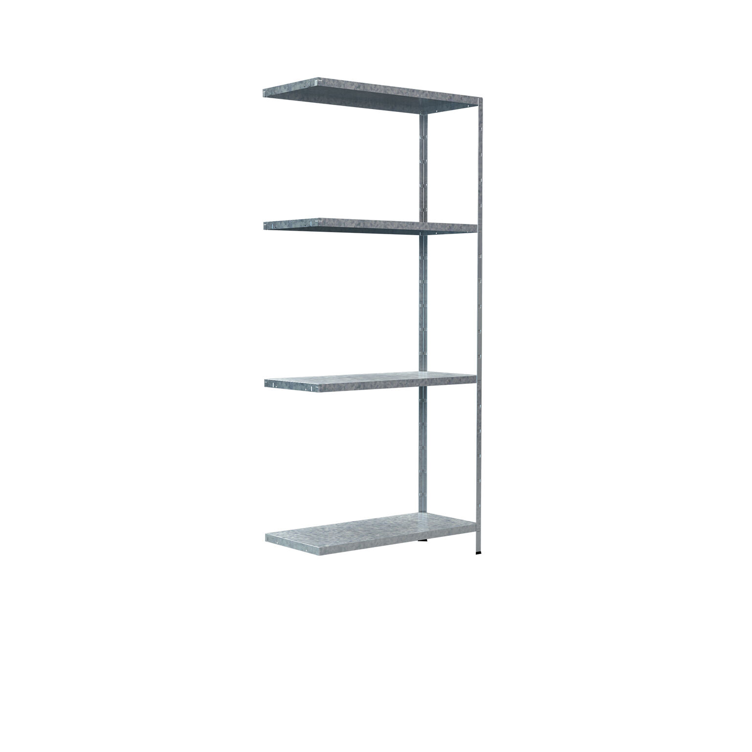 Steck-Anbauregal mit 4 PowerMAX Fachböden, 60 kg Tragkraft, 180x80x35 cm (HxBxT), verzinkt