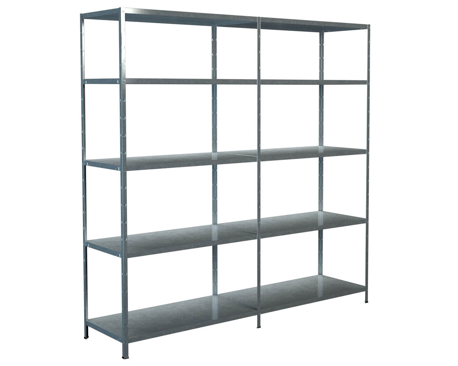 Steckregal Grund- und Anbaufeld 200x200x50 cm (HxBxT), 10 PowerMAX Fachböden, 85 Kg Tragkraft, verzinkt