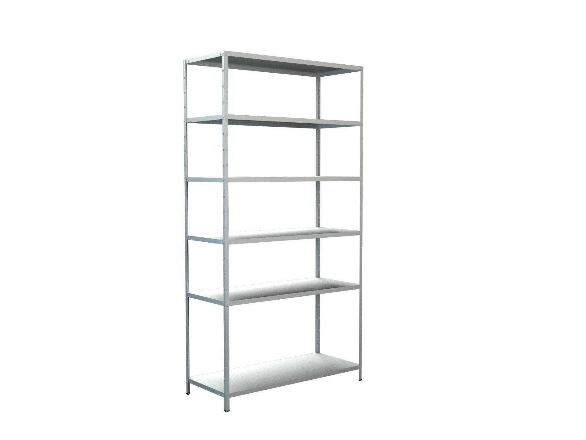 Steckregal 230x120x50 cm (HxBxT), 6 PowerMAX Fachböden, 85 Kg Tragkraft pro Boden, weiß