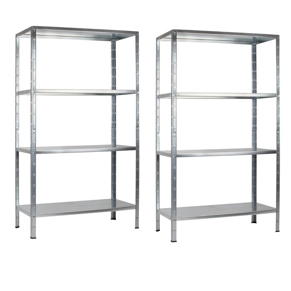2er Set Steckregal 180x90x40 cm (HxBxT), 4 PowerMAX Fachböden, 65 Kg Tragkraft pro Boden, verzinkt