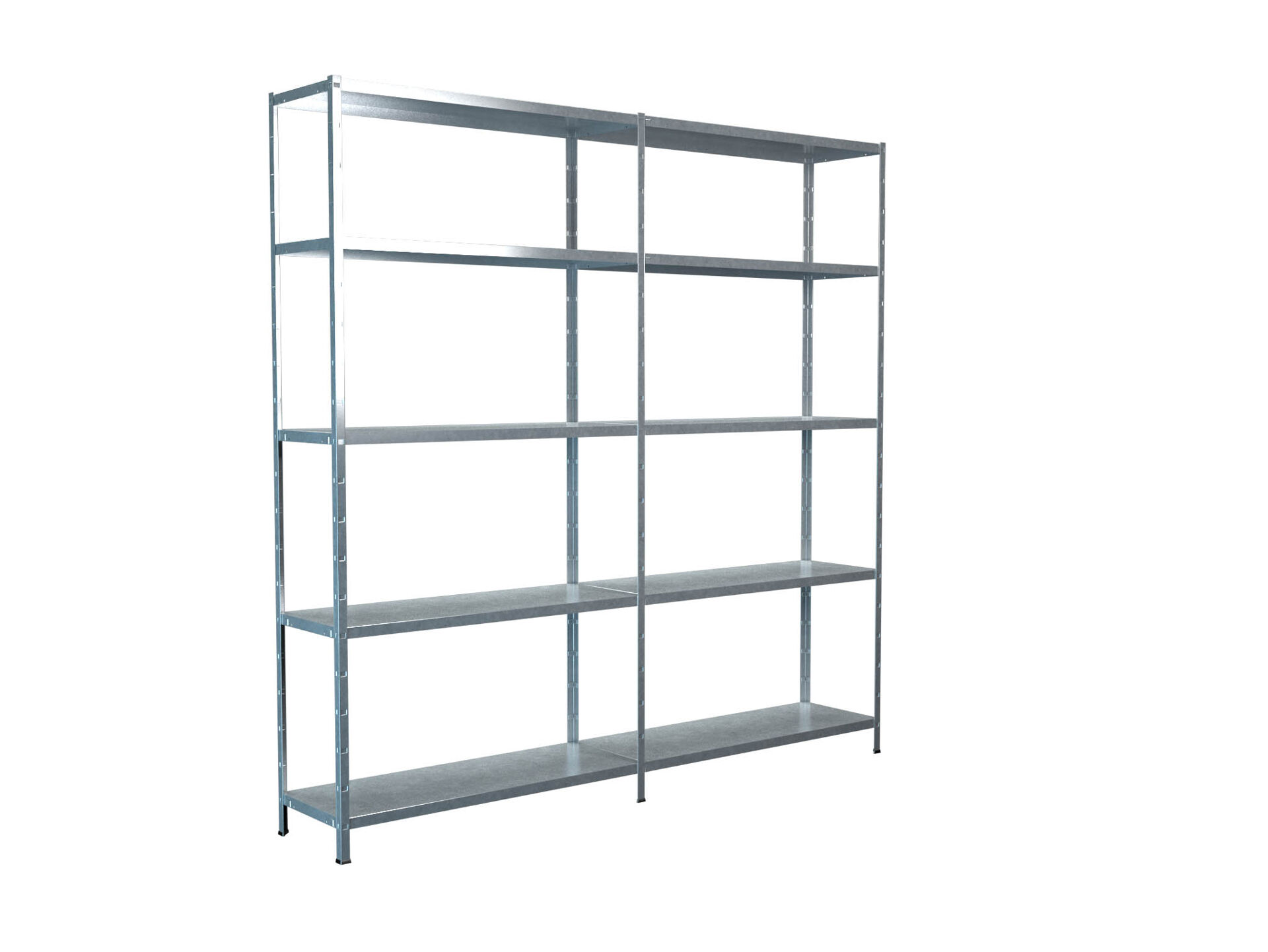 Steckregal Grund- und Anbaufeld 200x200x35 cm (HxBxT), 10 PowerMAX Fachböden, 60 Kg Tragkraft, verzinkt