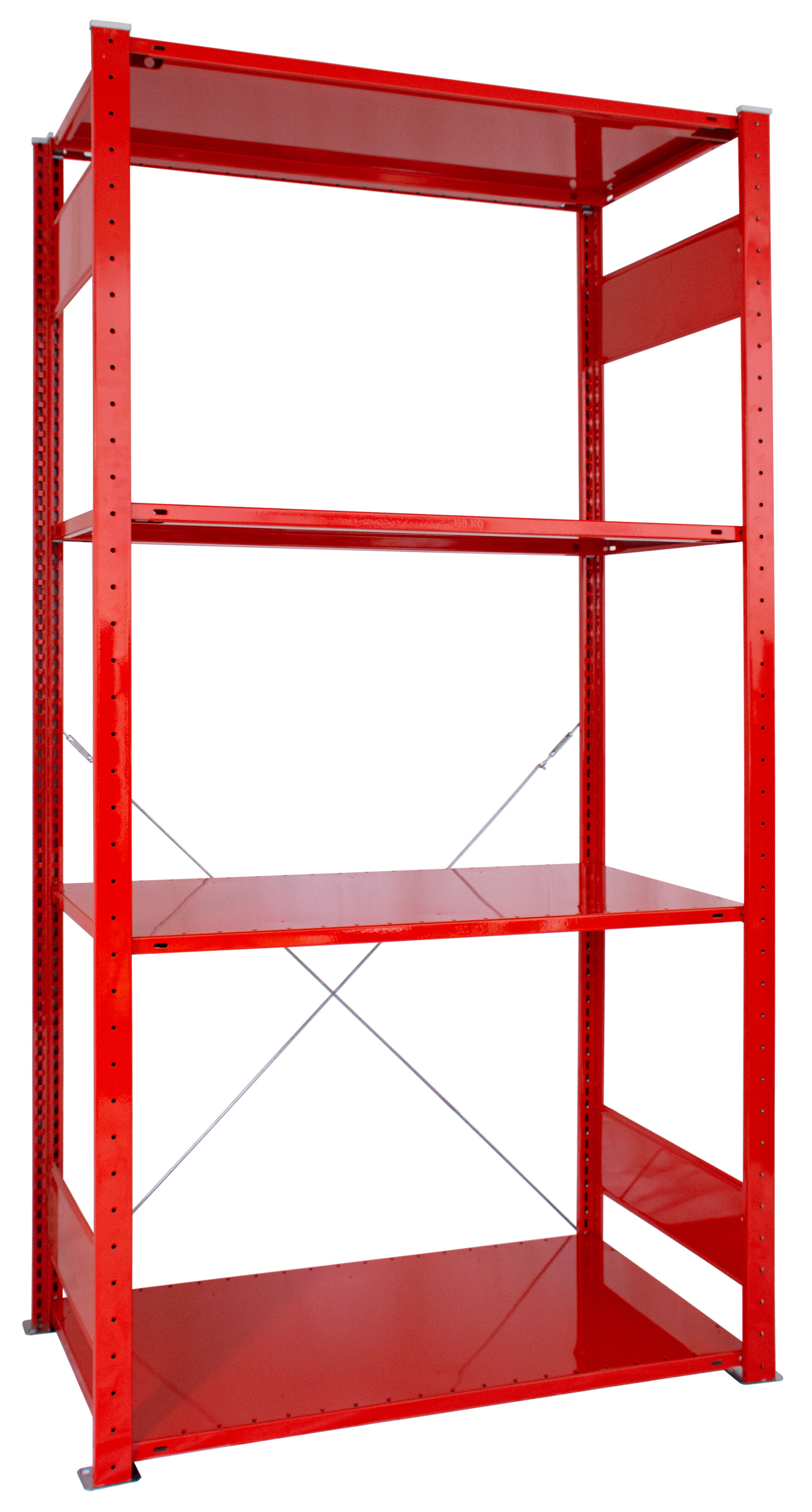 Steckregal 200x100x50 cm (HxBxT) Jubiläum 100 Jahre Gebrüder Schulte mit 4 Fachböden, 150kg Traglast, rot
