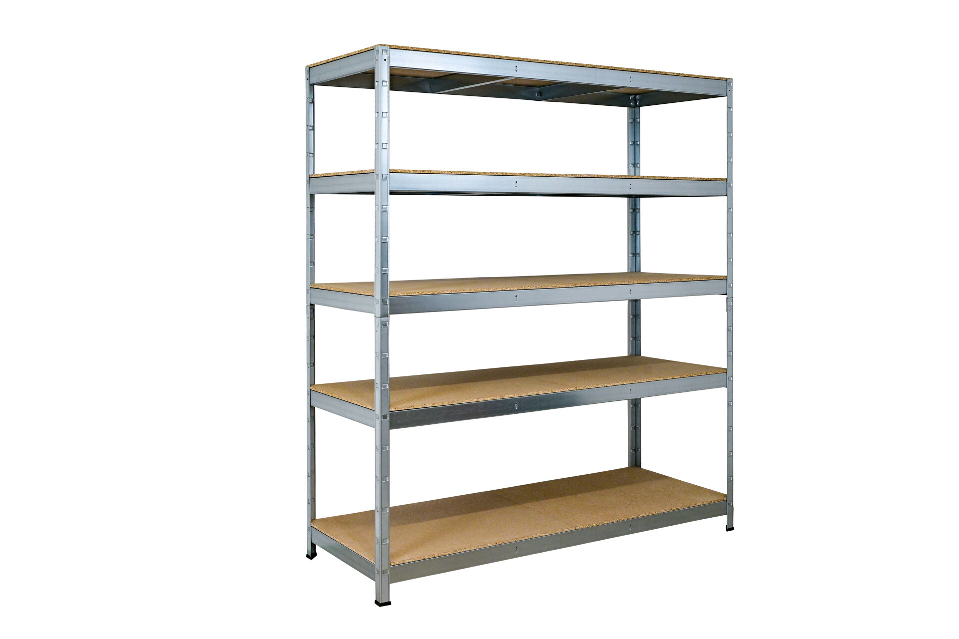 Schwerlastregal mit 5 Ebenen, 180x160x60 cm (HxBxT), Traglast pro Ebene 250 Kg, verzinkt