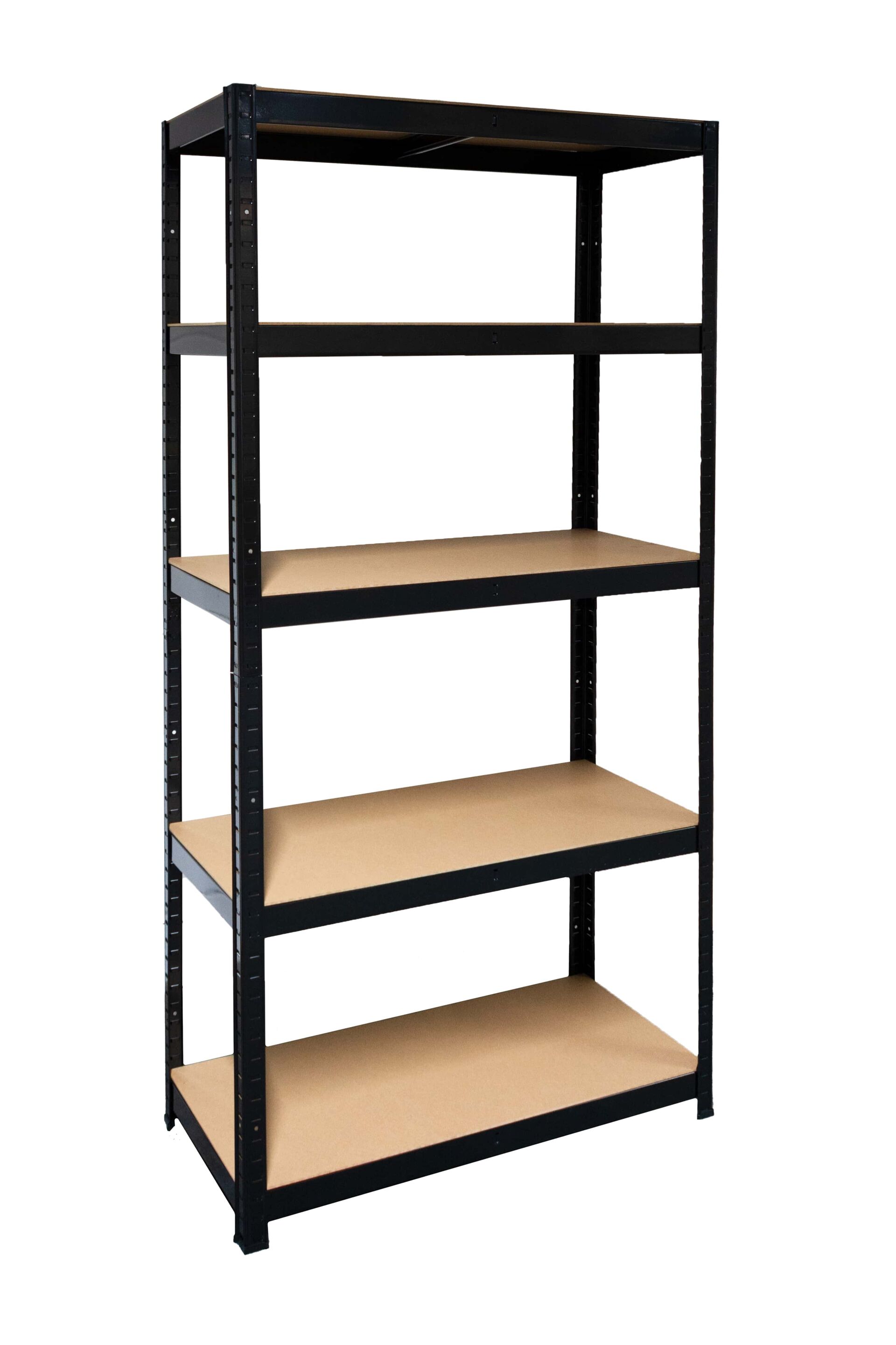 Schwerlastregal mit 5 MDF-Böden, 180x90x40 cm, 175 Kg Traglast pro Boden, schwarz