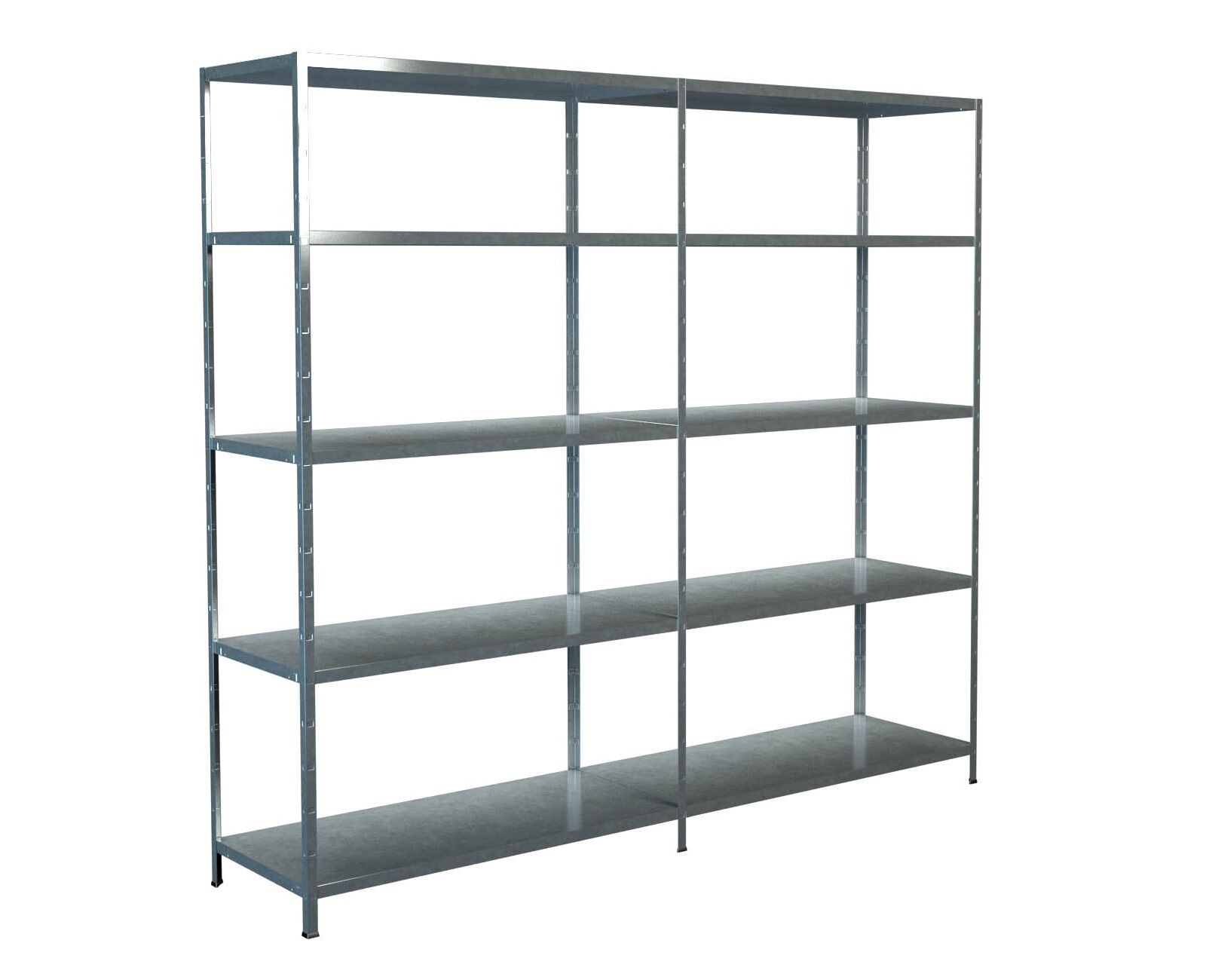 Steckregal Grund- und Anbaufeld 200x220x50 cm (HxBxT), 10 PowerMAX Fachböden, 85 Kg Tragkraft, verzinkt