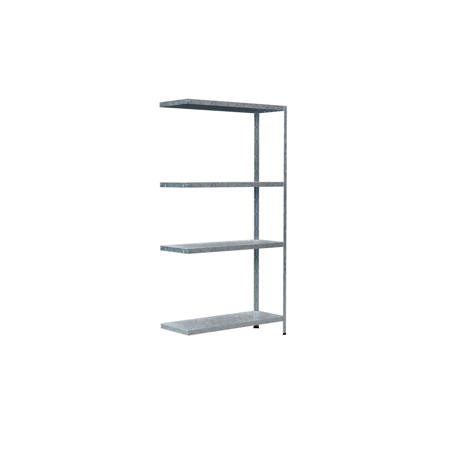 Steck-Anbauregal mit 4 PowerMAX Fachböden, 60 Kg Tragkraft, 150x80x30 cm (HxBxT), verzinkt