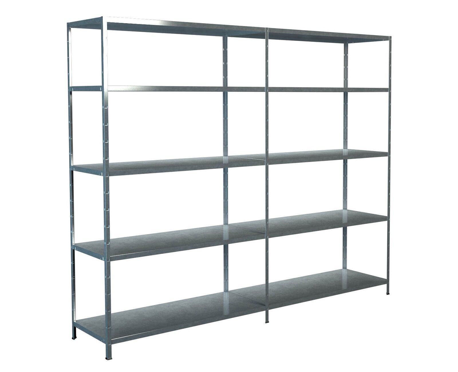 Steckregal Grund- und Anbaufeld 200x240x50 cm (HxBxT), 10 PowerMAX Fachböden, 85 Kg Tragkraft, verzinkt